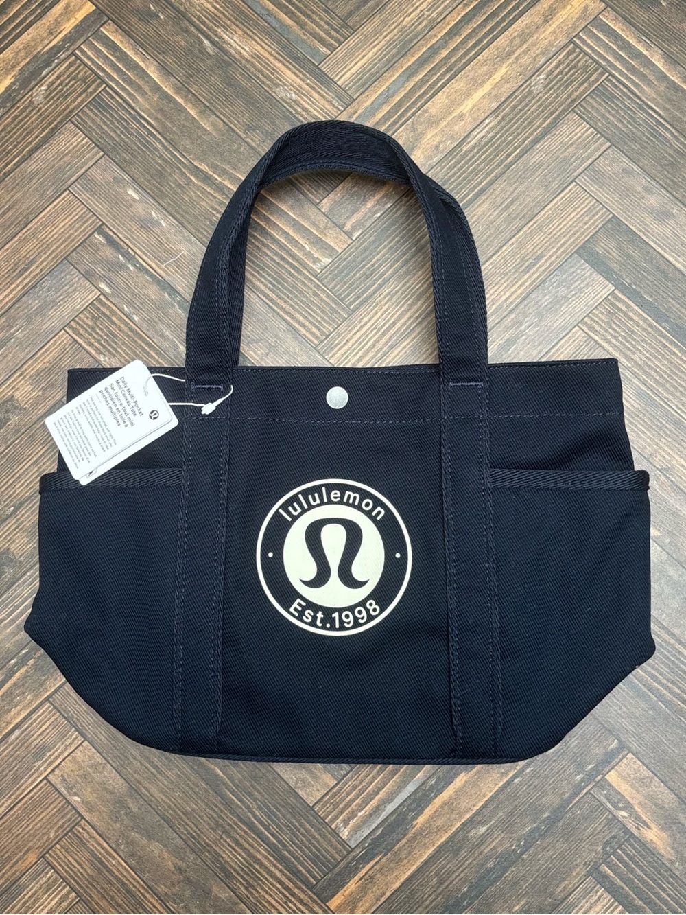 NWT Lululemon Daily Multi Pocket Mini Canvas Tote Bag In True Navy/Bone - Picture 2 of 9